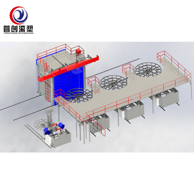 Купить Multi-arm rotomolding machine for water tank manufacturing online manufacture